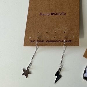 Brandy Melville star and lighting bolt earrings